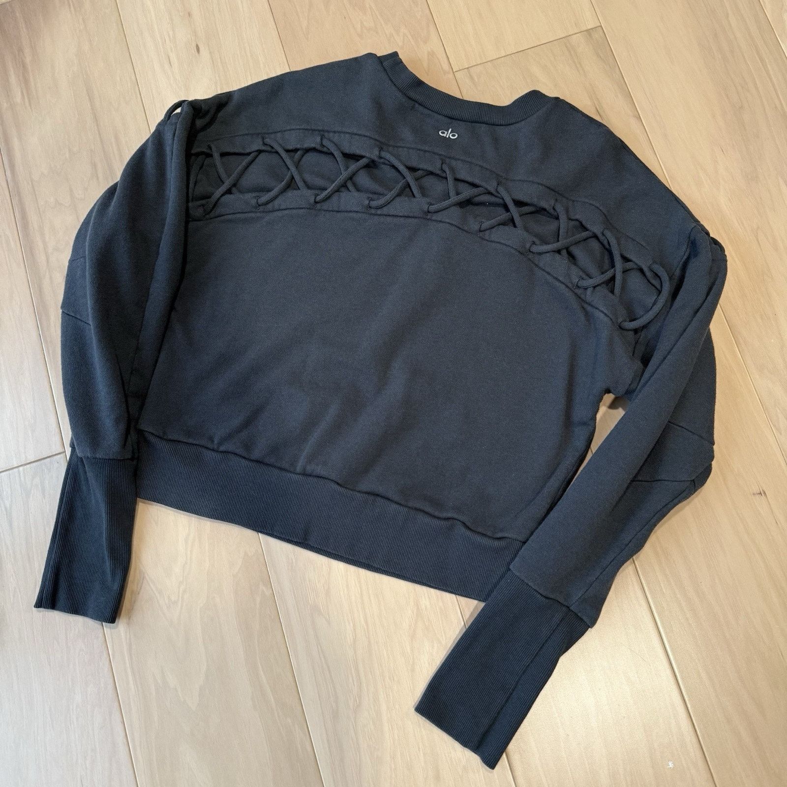 Alo Alo Yoga Hook Up Crew Women's M Dark Gray Athleisure Fleece Size M / US 6-8 / IT 42-44 - 8 Thumbnail