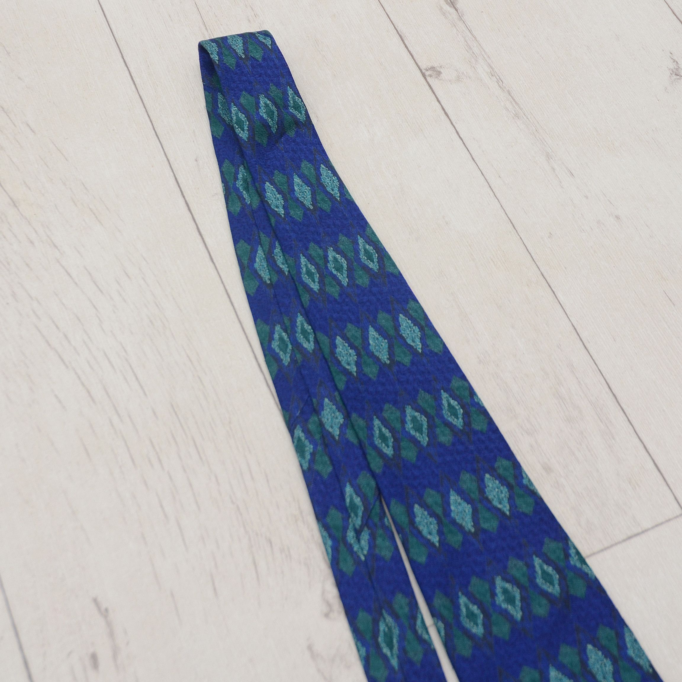 Vintage VINTAGE PISCADOR BLUE Geometric Print 100% SILK TIE Size ONE SIZE - 7 Thumbnail