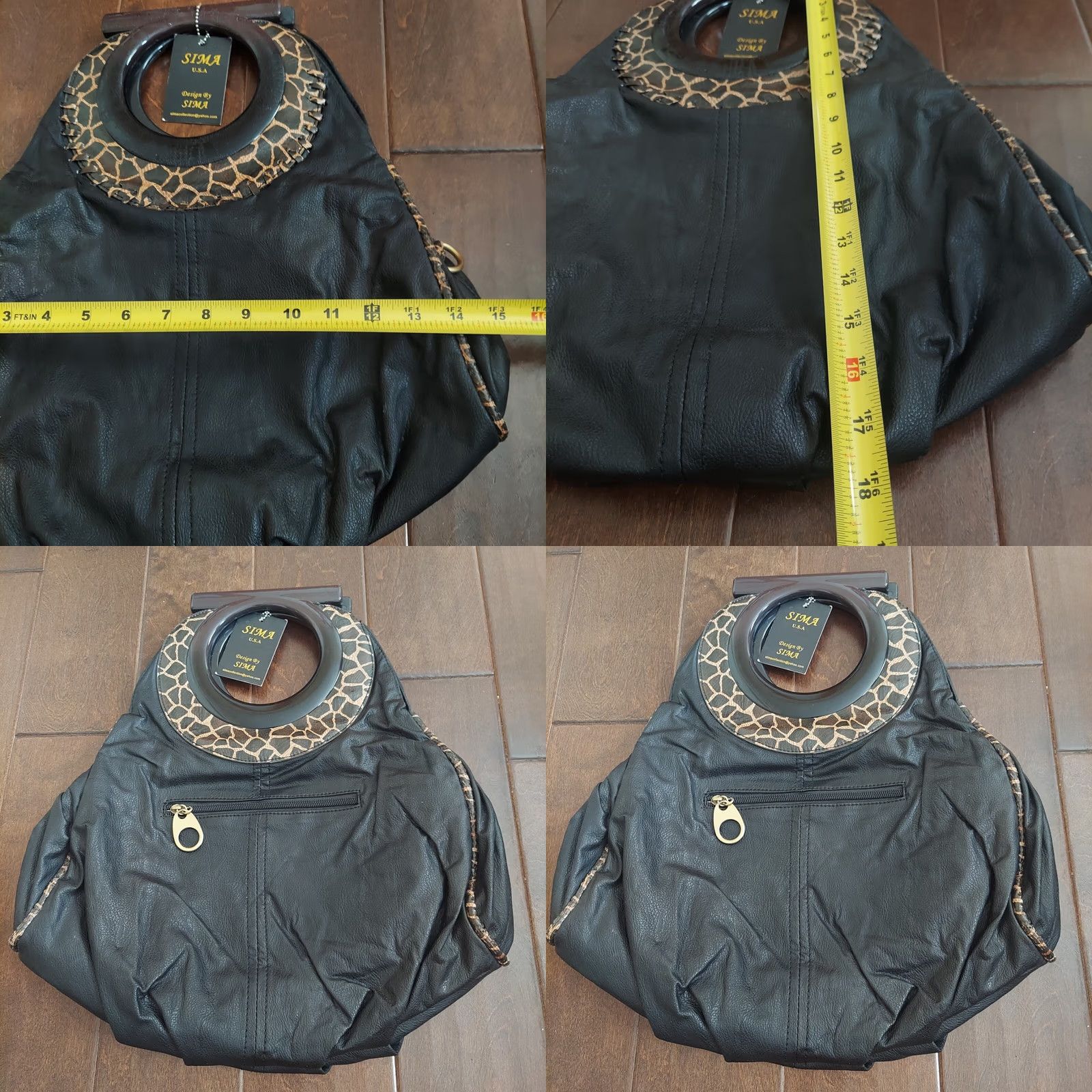 Vintage Sima Women's Shoulder Bag Black Leopard Print NWT Small Hobo Handbag NWT Size ONE SIZE - 9 Thumbnail