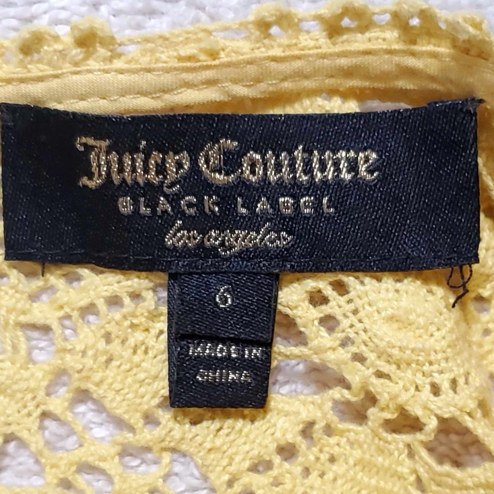 Juicy Couture VINTAGE Juicy Couture Dress Sunlit Lydia Guipure Lace Sheath Yellow NWT 6 Women's Short Sleeve V-Neck Zip Casual Modern Classic Size M / US 6-8 / IT 42-44 - 2 Thumbnail