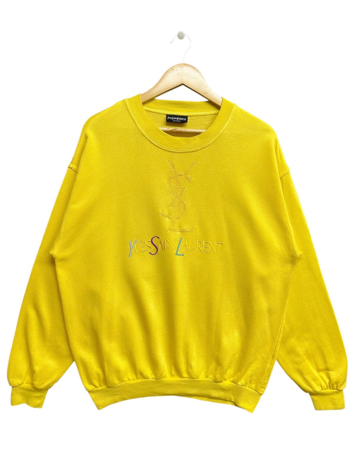 Yves Saint Laurent Vintage 90s Yves Saint Laurent embroidery logo crewneck Size L / US 10 / IT 46 - 1 Thumbnail