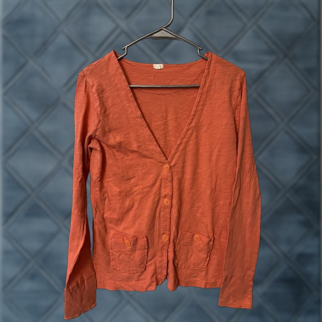 J.Crew J.CREW Cardigan Sweater Orange Cotton Long Sleeve V-Neck Womens SFall Spring Summer Winter Vintage: No Size S / US 4 / IT 40 - 1 Thumbnail