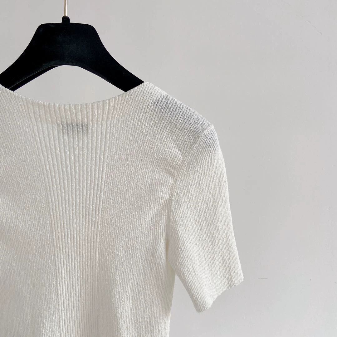 Chanel Chanel white knit tee 34 Size XS / US 0-2 / IT 36-38 - 6 Thumbnail