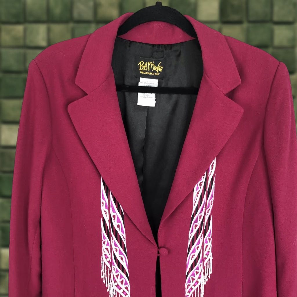 Bob Mackie VINTAGE Bob Mackie Beaded Embroidered Purple Art To Wear Blazer Womens L Jacket Size L / US 10 / IT 46 - 1 Thumbnail