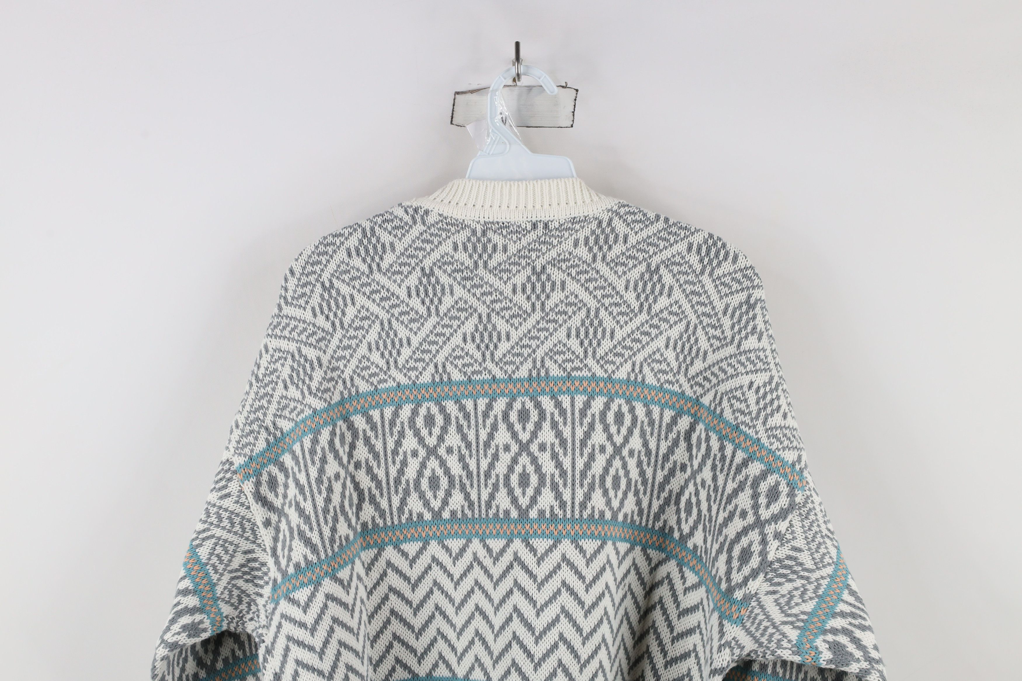 Vintage Vintage 90s Streetwear Geometric Knit Grandpa Dad Sweater Size US XL / EU 56 / 4 - 7 Thumbnail