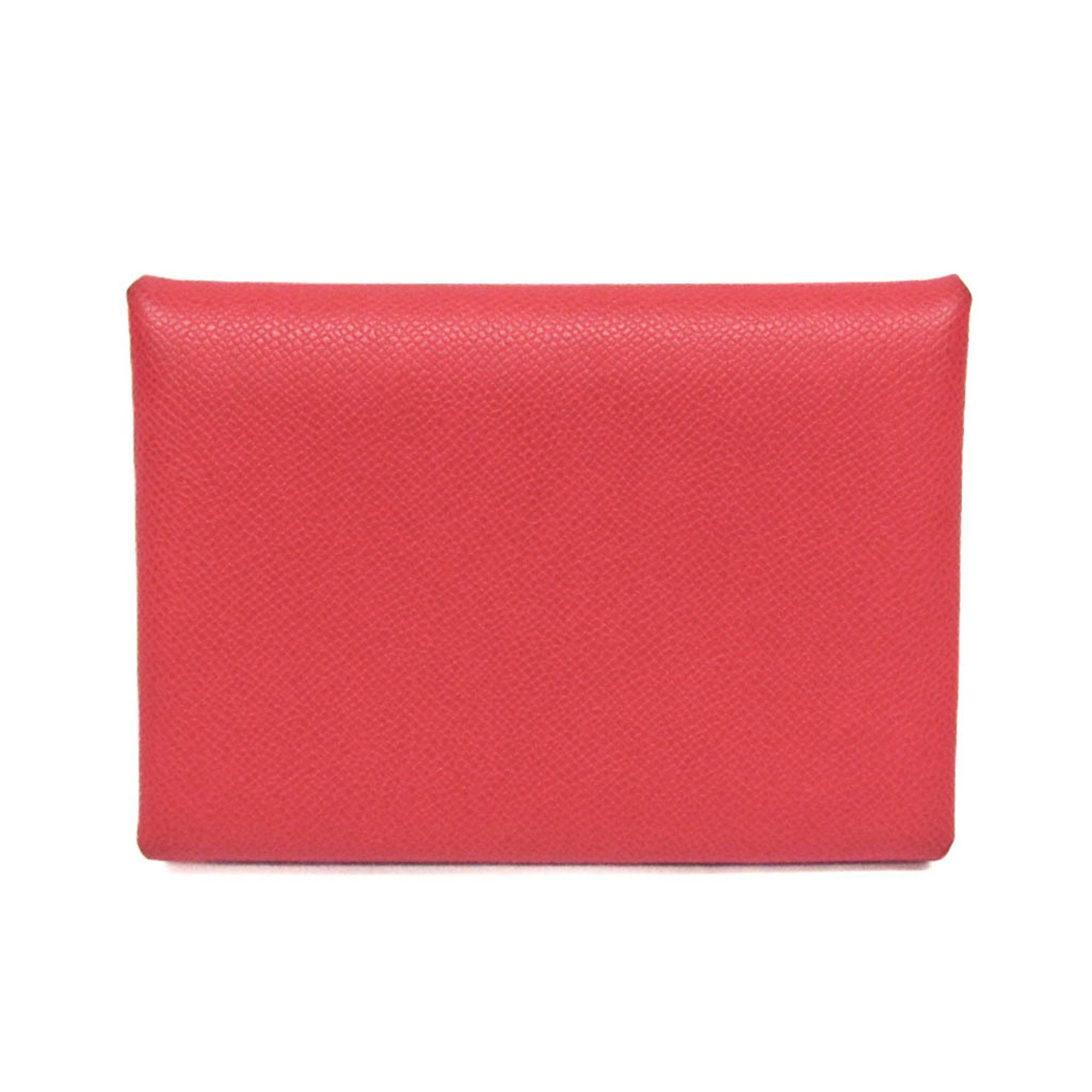 Hermes Hermes Calvi Duo Leather Card Case Ruby Size ONE SIZE - 1 Thumbnail