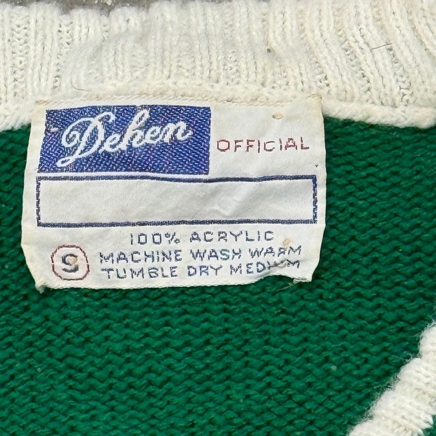 Vintage VTG DehencKnit Varsity Cheerleader Sweater Green Striped S Size S / US 4 / IT 40 - 3 Thumbnail