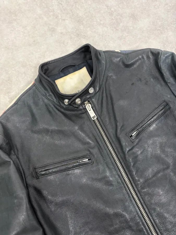 Polo Ralph Lauren 2010s Ralph Lauren Black Buffalo Leather American Flag Biker Jacket Size US M / EU 48-50 / 2 - 8 Thumbnail