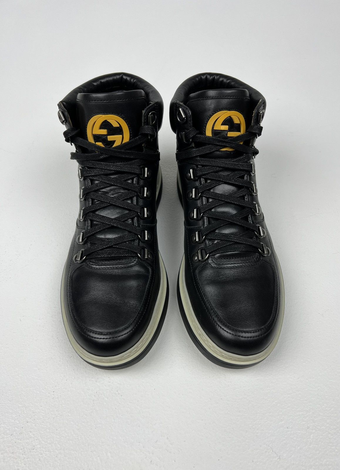 Gucci GUCCI Boots Leather Shoes GG Interlocking Logo Black Men’s Size US 6.5 / EU 39-40 - 4 Thumbnail