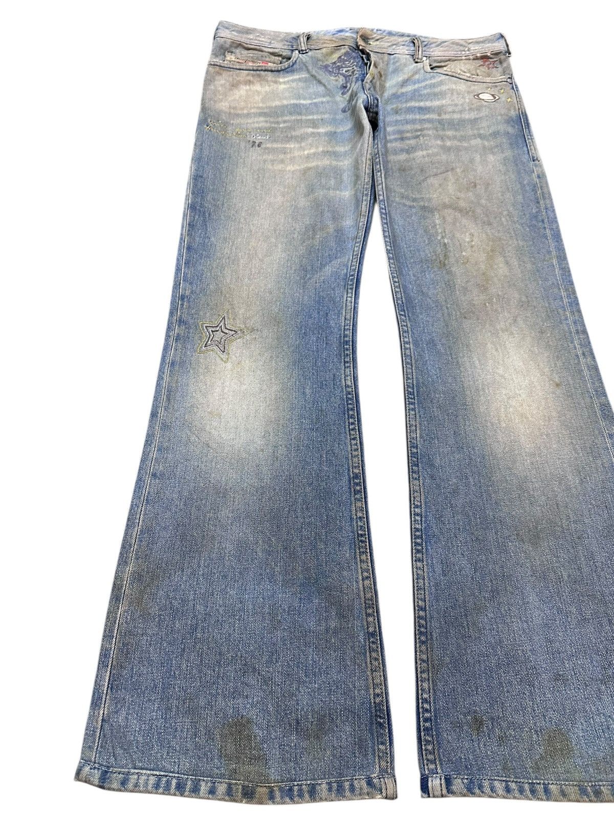 Diesel Vintage Diesel Flare Bootcut Artwork Grunge Denim Size US 35 - 3 Thumbnail