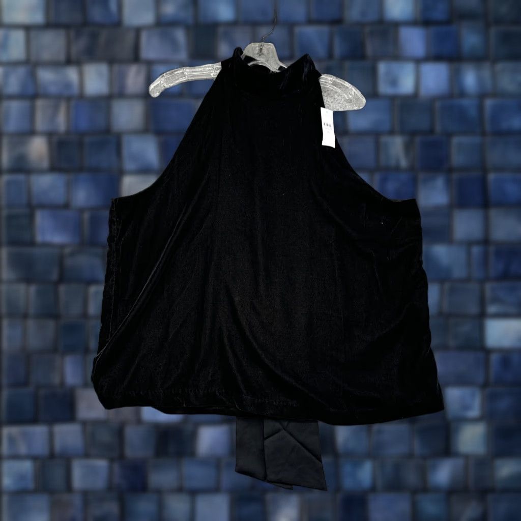 Ann Taylor Ann Taylor Black Velour Sleeveless Tie Blouse Women’s XL NEW Size XL / US 12-14 / IT 48-50 - 1 Thumbnail