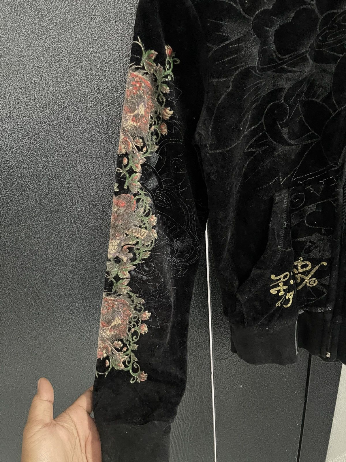 Ed Hardy Ed Hardy by Christian Audigier Velvet Hoodie Size M / US 6-8 / IT 42-44 - 6 Thumbnail