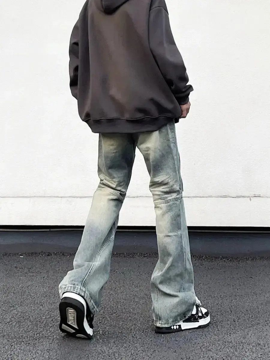 Japanese Brand Retro Multi Pocket Loose Micro Flare Jeans Size US 32 / EU 48 - 6 Thumbnail