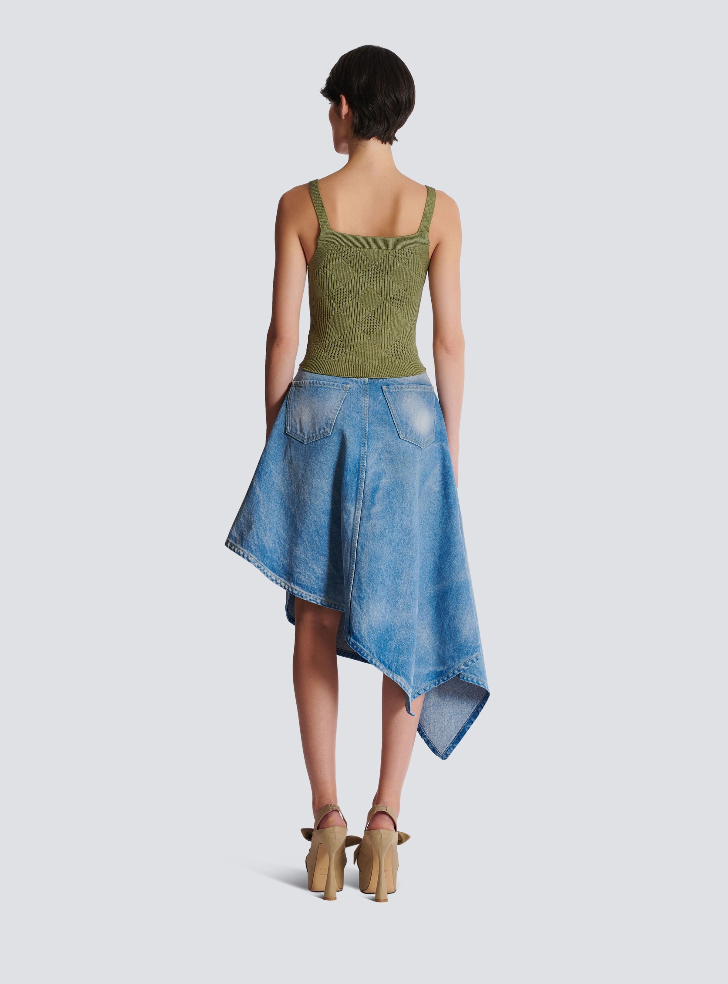 Balmain o1s1wg111025 Cropped Top in Green Size M / US 6-8 / IT 42-44 - 4 Thumbnail