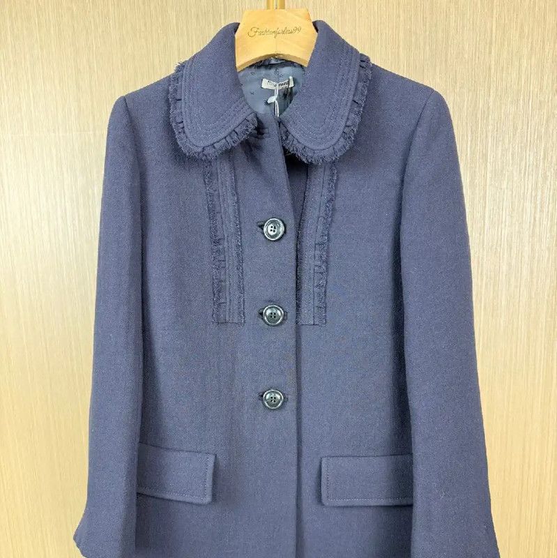 Miu Miu Miu Miu Navy Wool Women's Coat 0089 Size M / US 6-8 / IT 42-44 - 1 Thumbnail