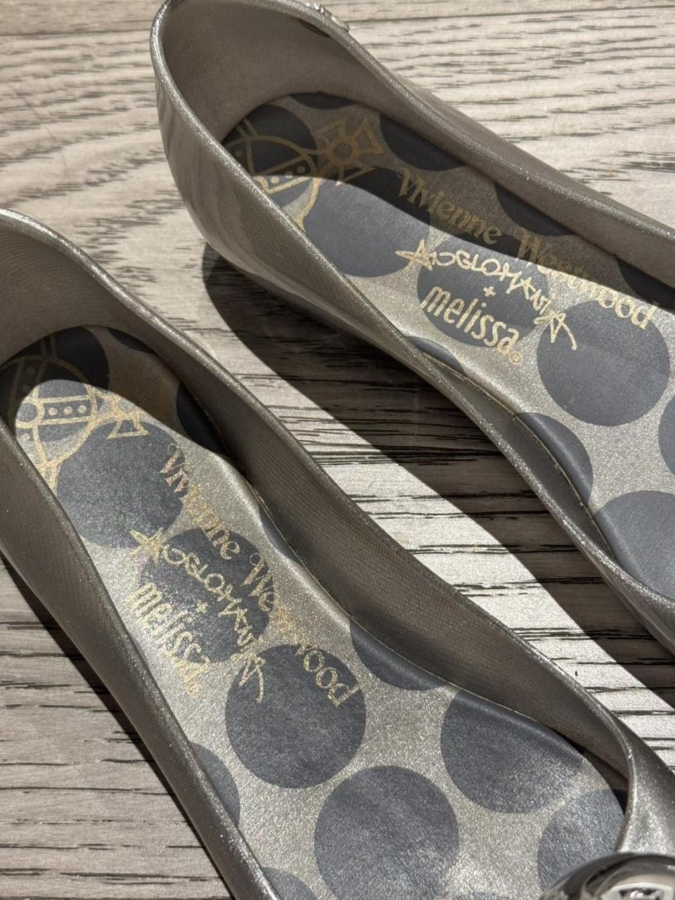 Melissa × Vivienne Westwood Super Rare Vivienne Westwood Melissa Silver Ballet Flats Size US 5.5 / IT 35.5 - 4 Thumbnail
