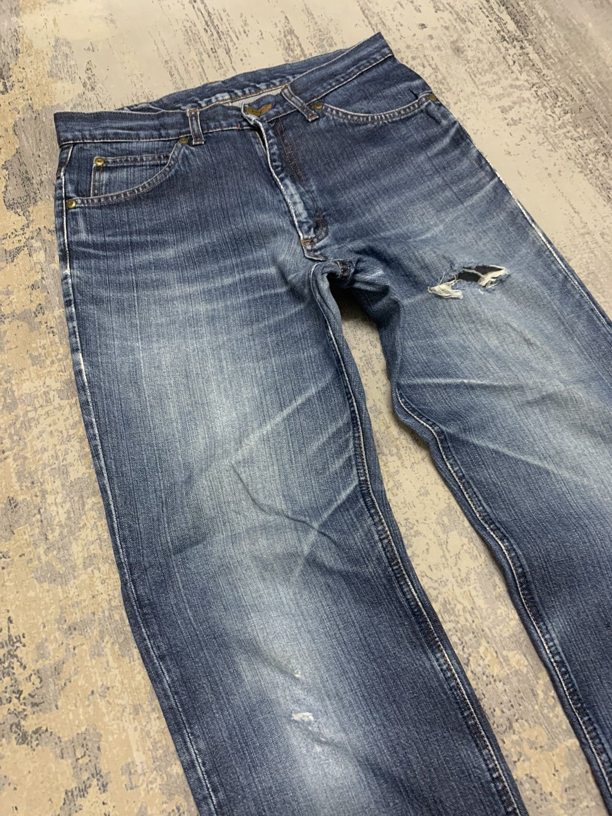 Japanese Brand Vintage Lee M.R. Indigo Blue Straight Fit Denim Pants Size US 31 - 2 Thumbnail