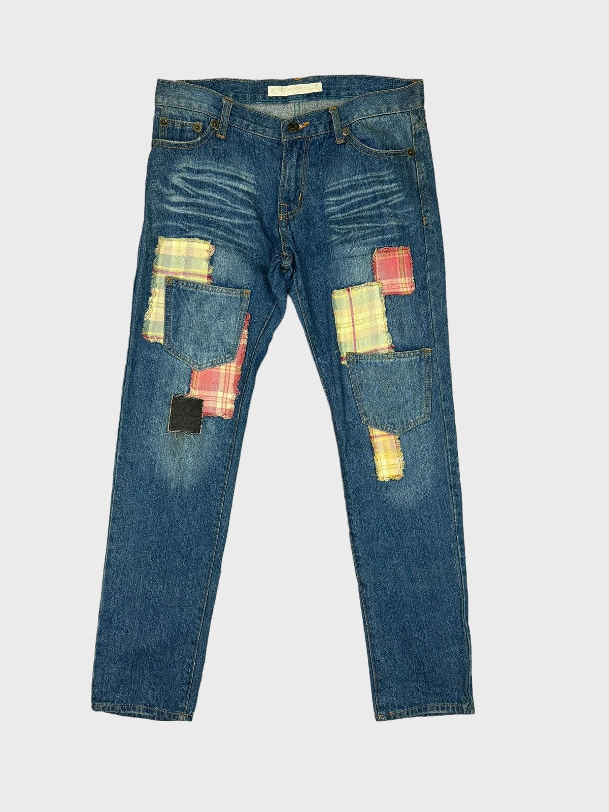Designer × Japanese Brand BLUE MOON BLUE Patchwork 6 Pocket Distressed Denim Pants Size US 31 - 1 Thumbnail