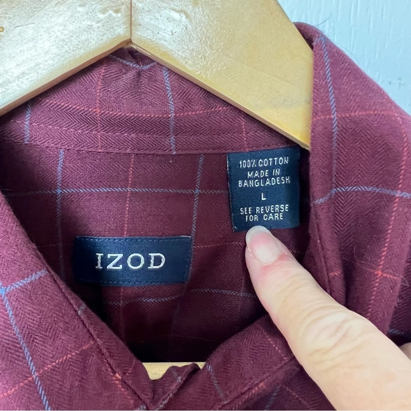 Izod Izod Maroon Windowpane Plaid Button Down Shirt Men’s Large Size US L / EU 52-54 / 3 - 7 Thumbnail