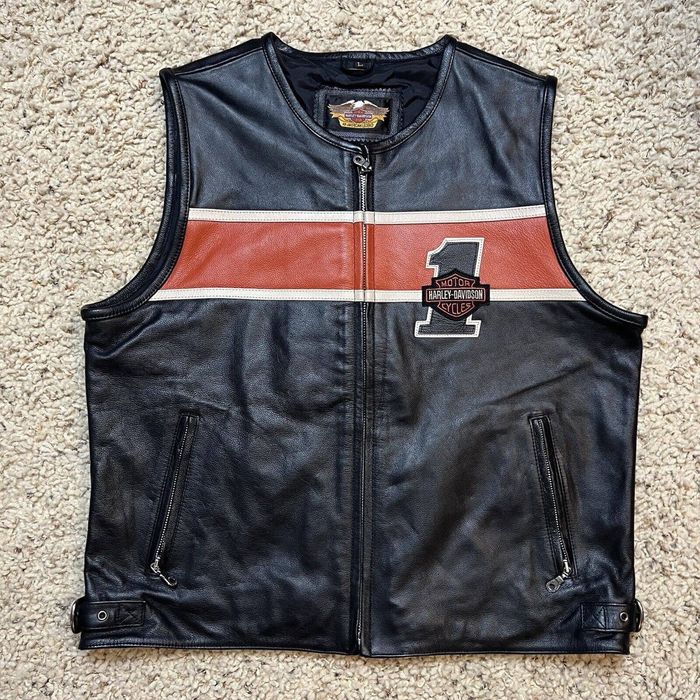 Vintage Vintage HarleyDavidson Vest Large Mens Black 100 Leather