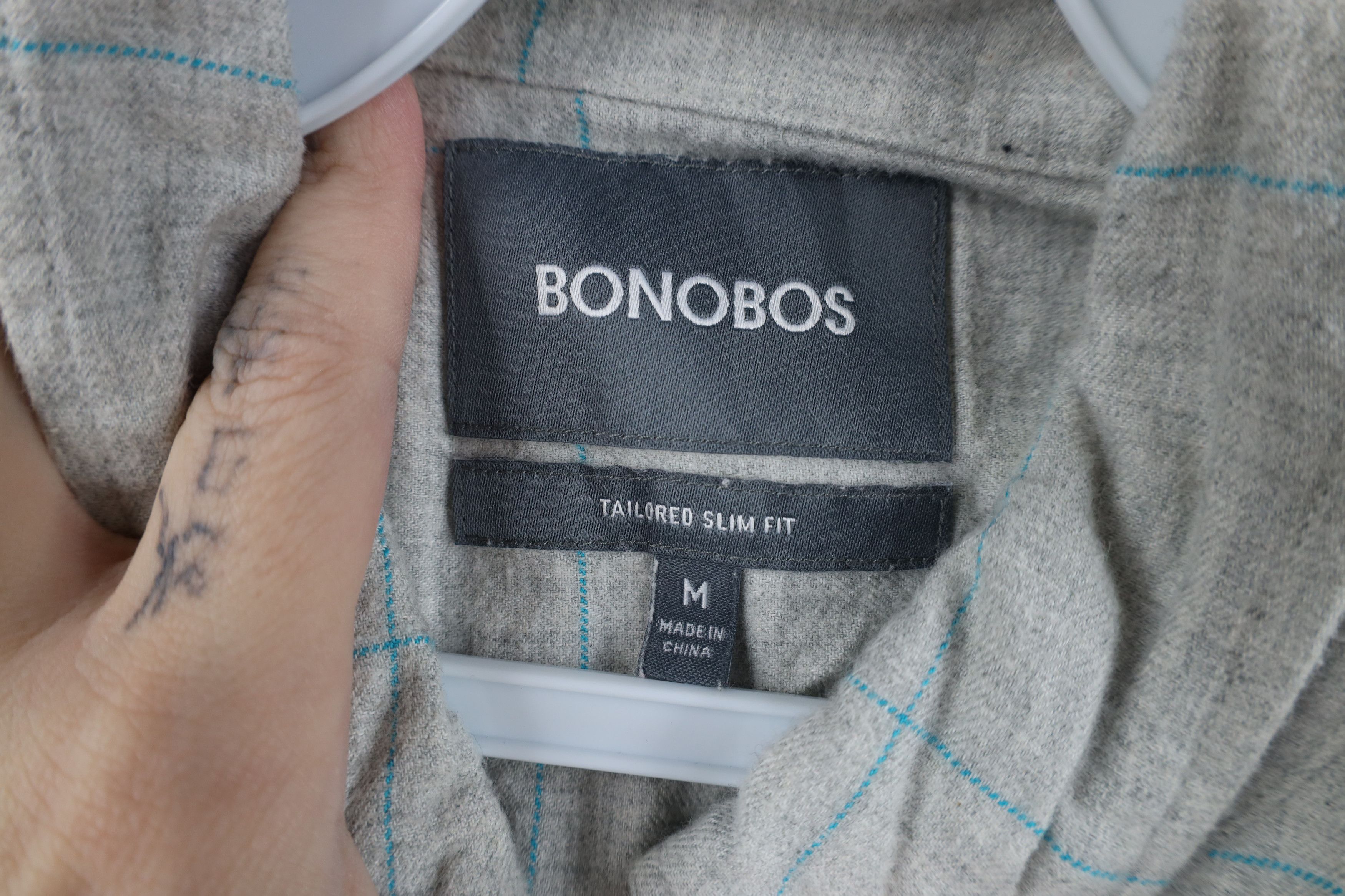 Bonobos Bonobos Slim Fit Flannel Collared Button Shirt Gray Plaid Size US M / EU 48-50 / 2 - 6 Thumbnail