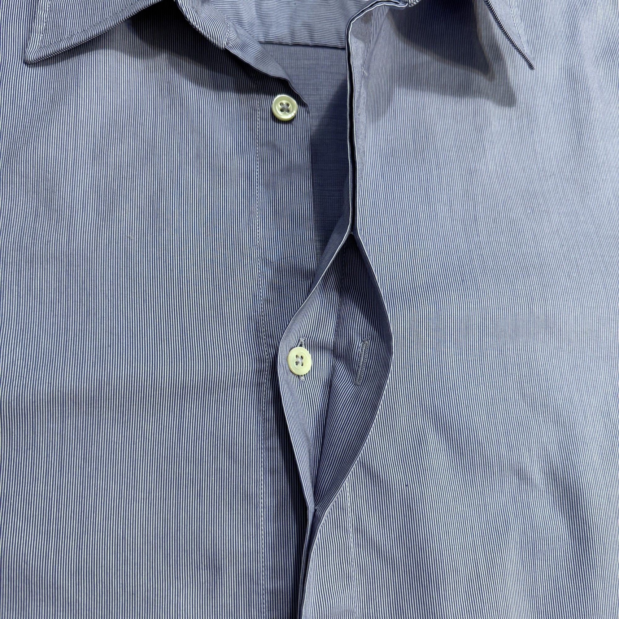 Maison Margiela White & Blue Micro Stripe Shirt Size US L / EU 52-54 / 3 - 4 Thumbnail