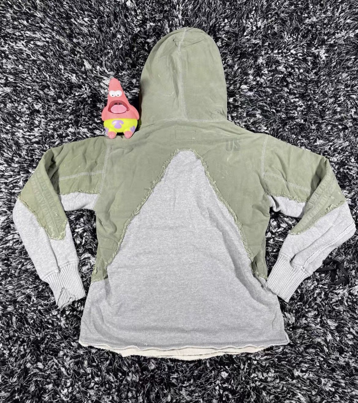 Greg Lauren Fabric Patchwork Zipper Drawstring Turtleneck Hoodie Size US M / EU 48-50 / 2 - 2 Thumbnail