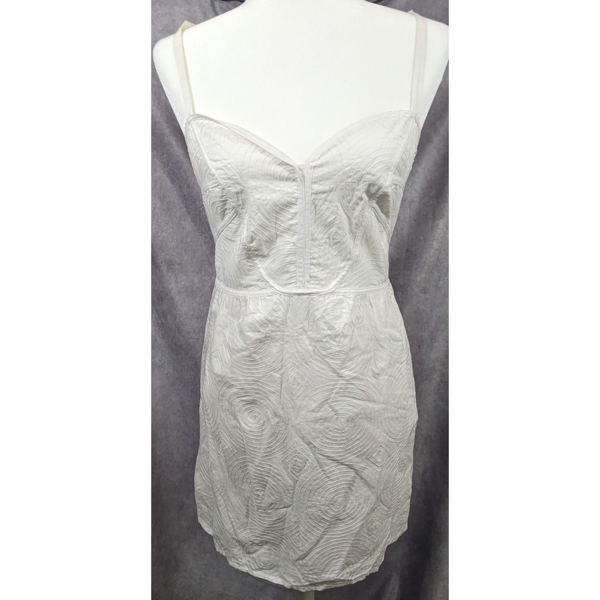 Other Summer White Y2K Embroidered Dress by Apostrophe Size L / US 10 / IT 46 - 4 Thumbnail