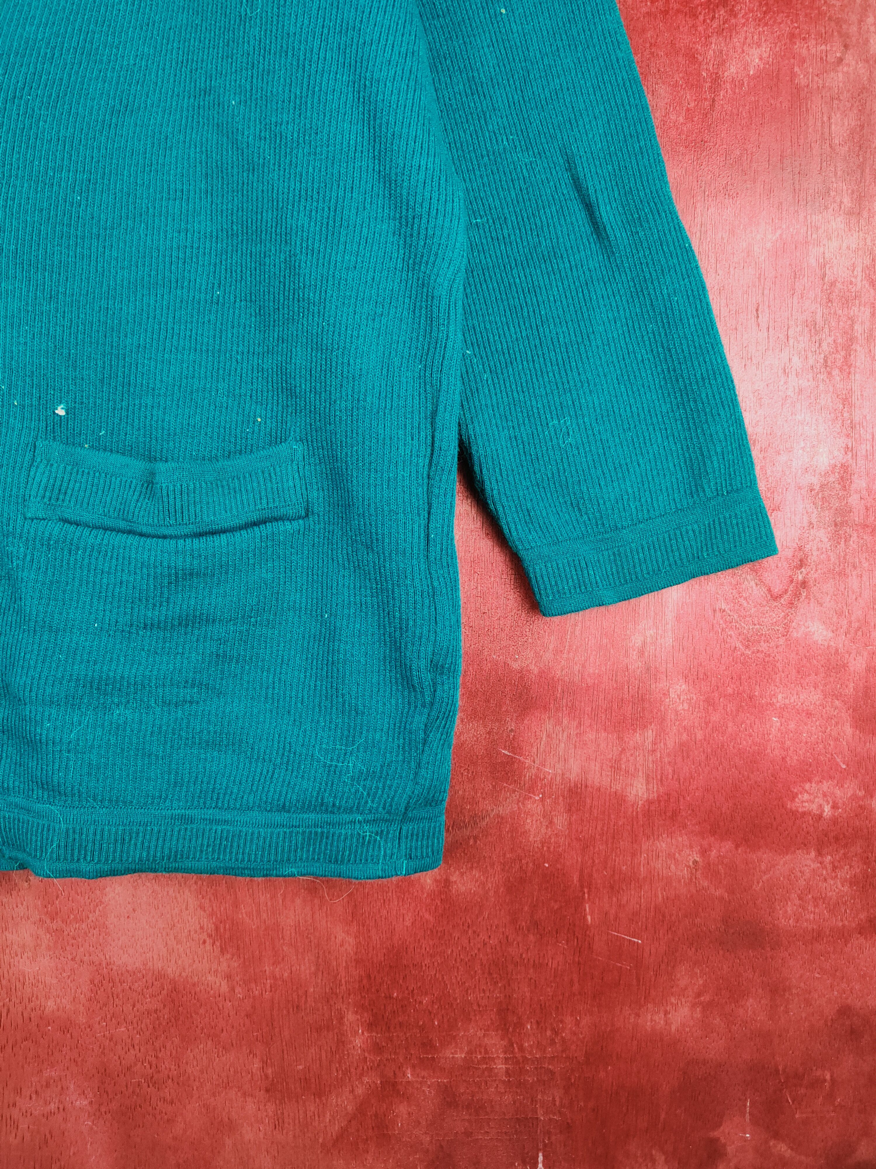 Japanese Brand × Vintage Leod'or Turquoise distressed ripped Knitwear Cardigan #S2012 Size L / US 10 / IT 46 - 7 Thumbnail