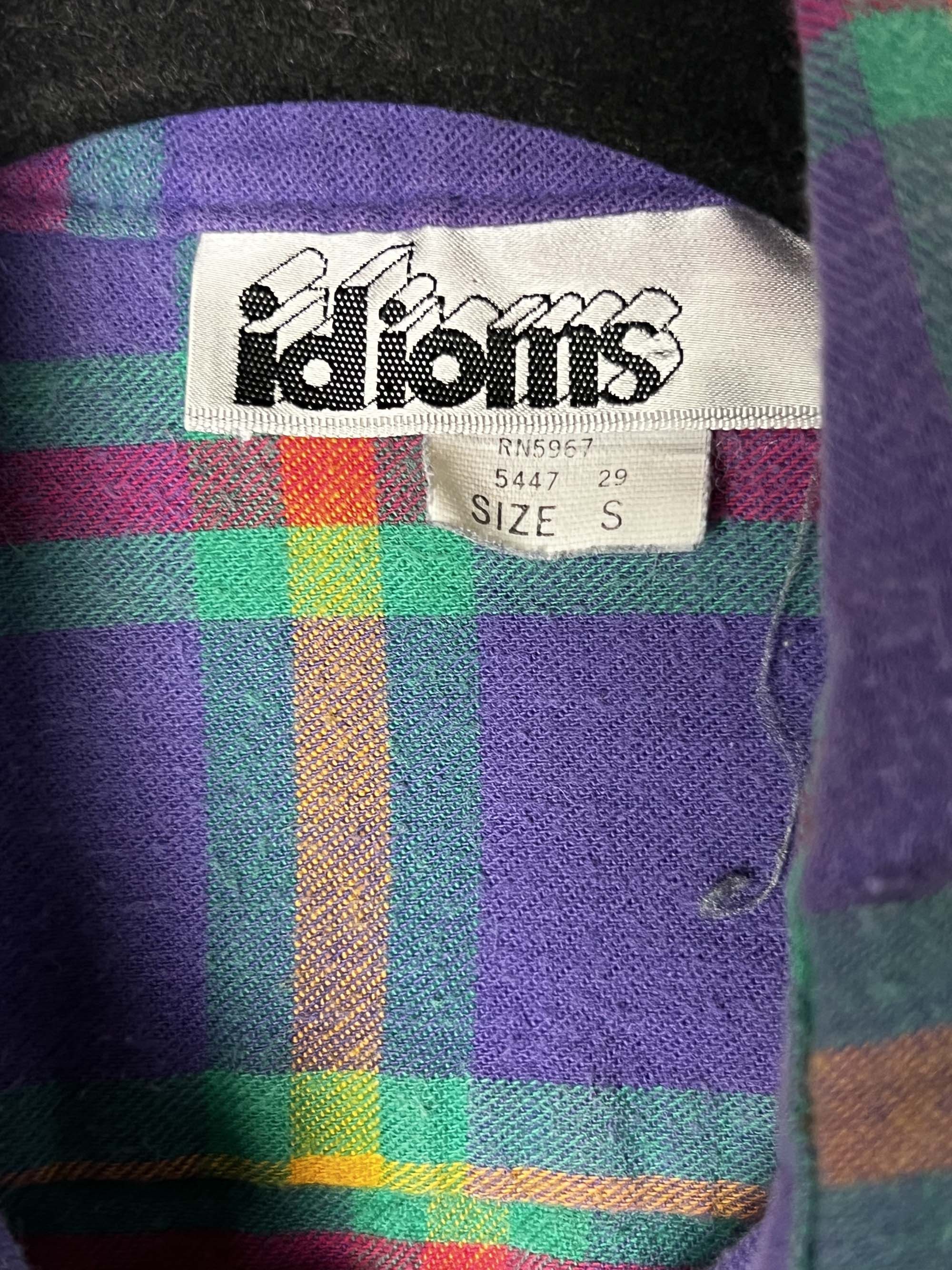 Vintage Vintage 1980's Idioms Plaid Flannel Long Sleeve Button Up Size US S / EU 44-46 / 1 - 6 Thumbnail