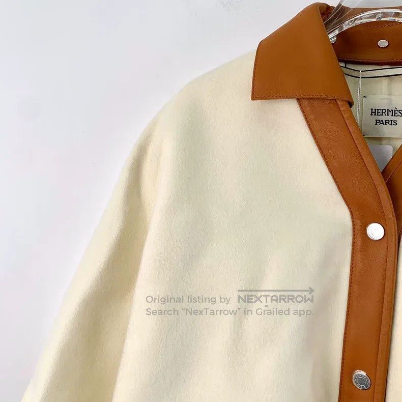 Hermes Hermes Beige Cashmere Lapel Single-Breasted Fringe Short C Size XS / US 0-2 / IT 36-38 - 3 Thumbnail