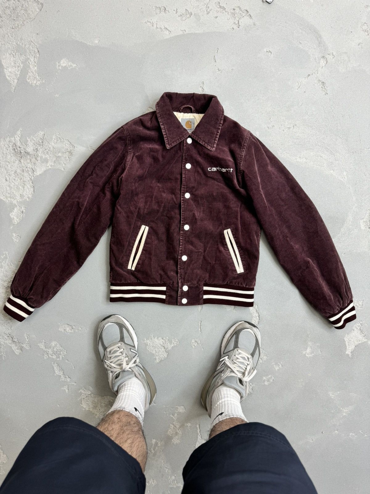 Carhartt Carhartt FW 2010 Logo Corduroy Velvet Varsity Bomber Jacket Size US S / EU 44-46 / 1 - 1 Thumbnail