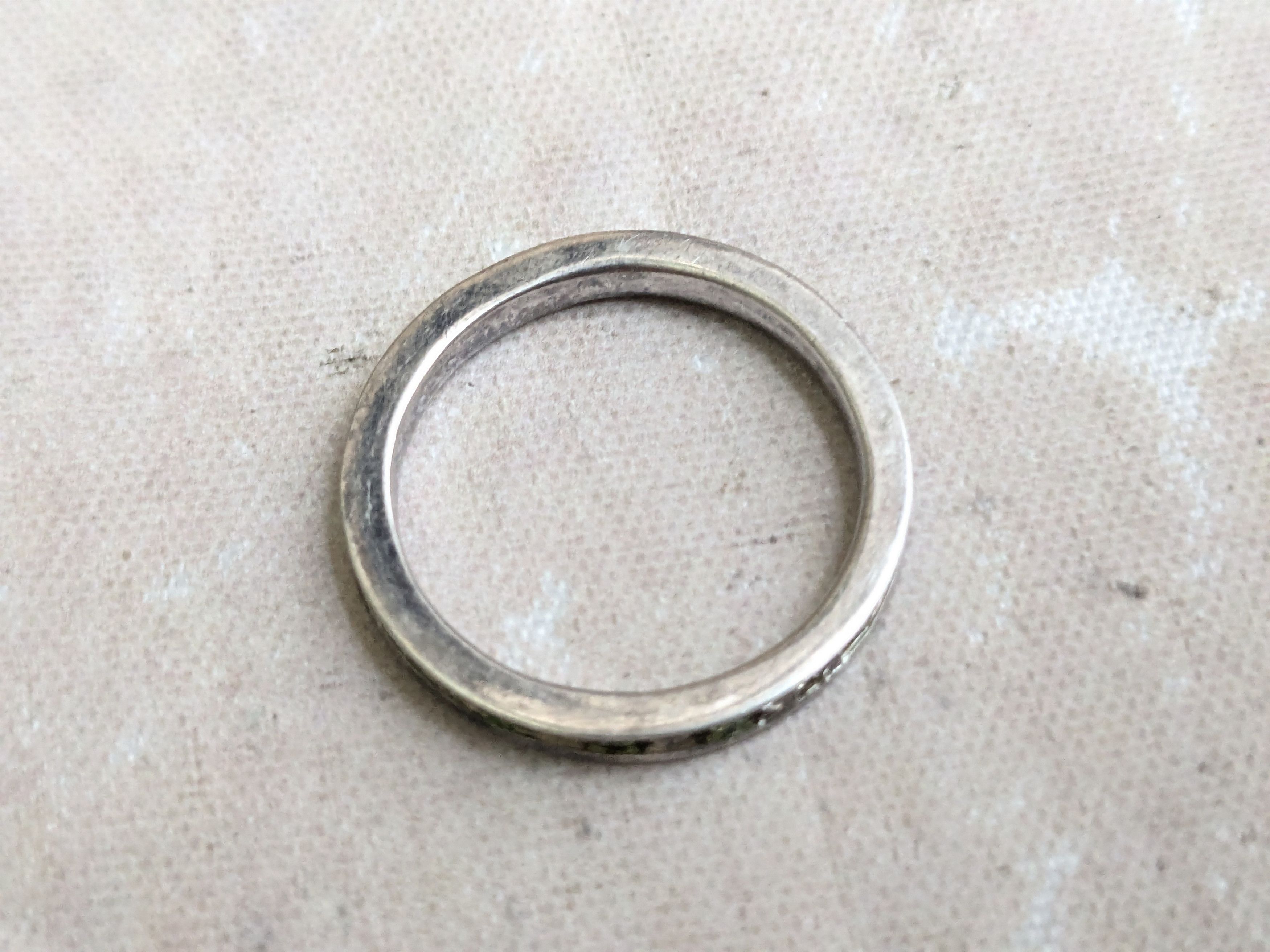 Sterling Silver Vintage Sterling Silver Band Ring Eternity 7.5 Green CZ Size ONE SIZE - 2 Thumbnail