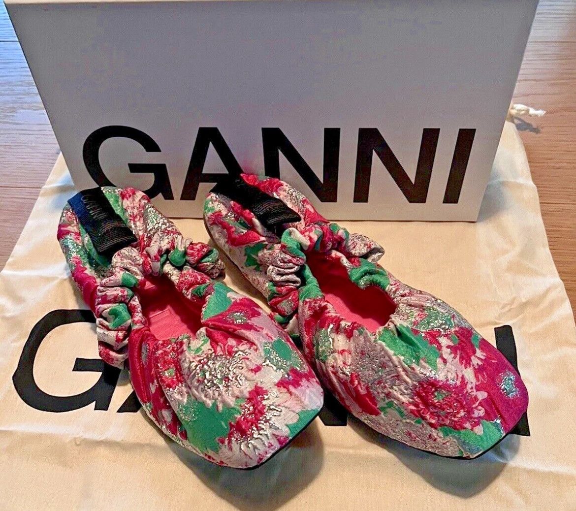 Ganni GANNI Soft Square Toe Scrunchie Ballerina Flat Size US 7 / IT 37 - 4 Thumbnail