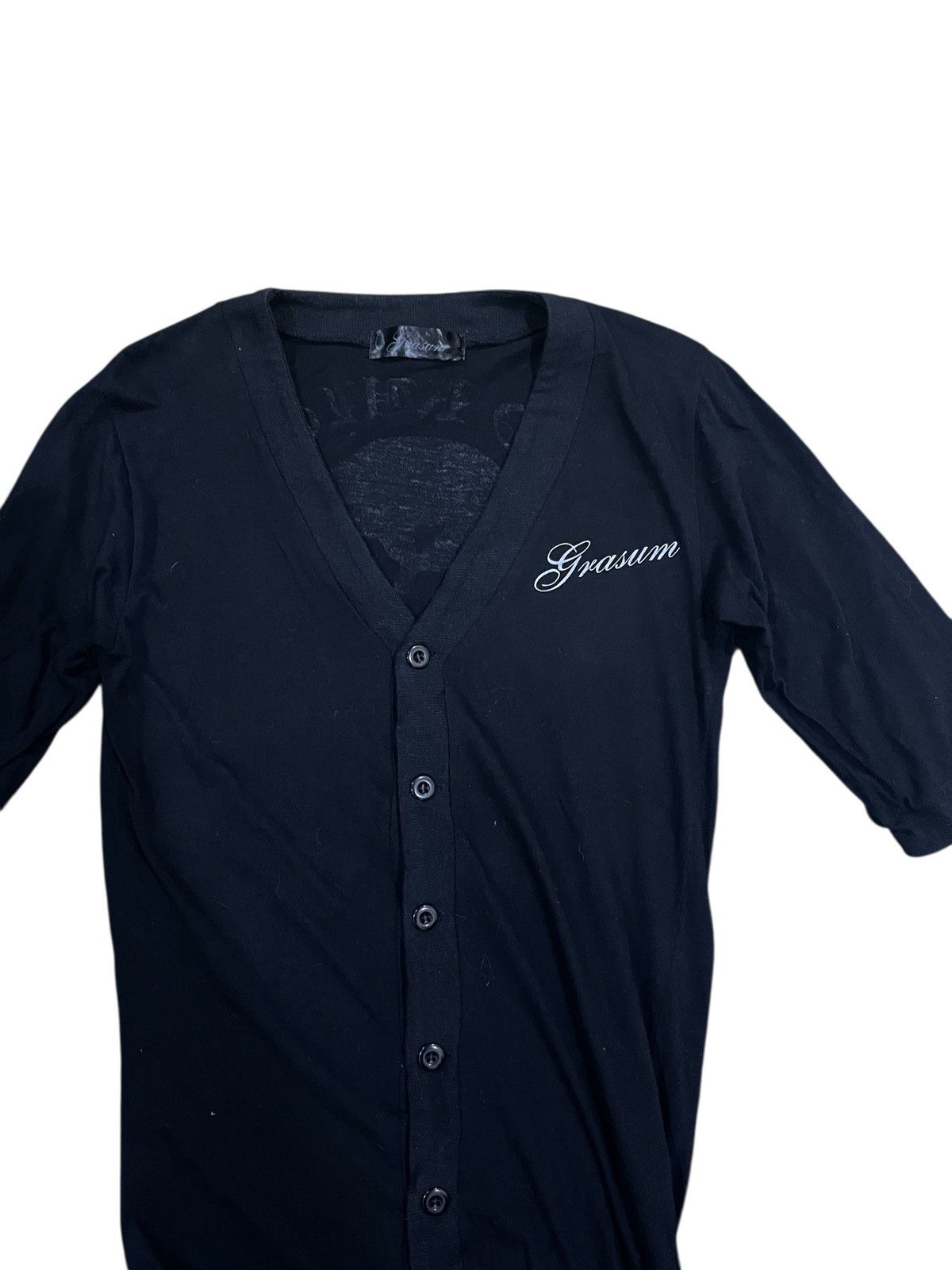 Japanese Brand GRASUM CARDIGAN LONG BUTTON UP PRINT BLACK Size S / US 4 / IT 40 - 5 Thumbnail