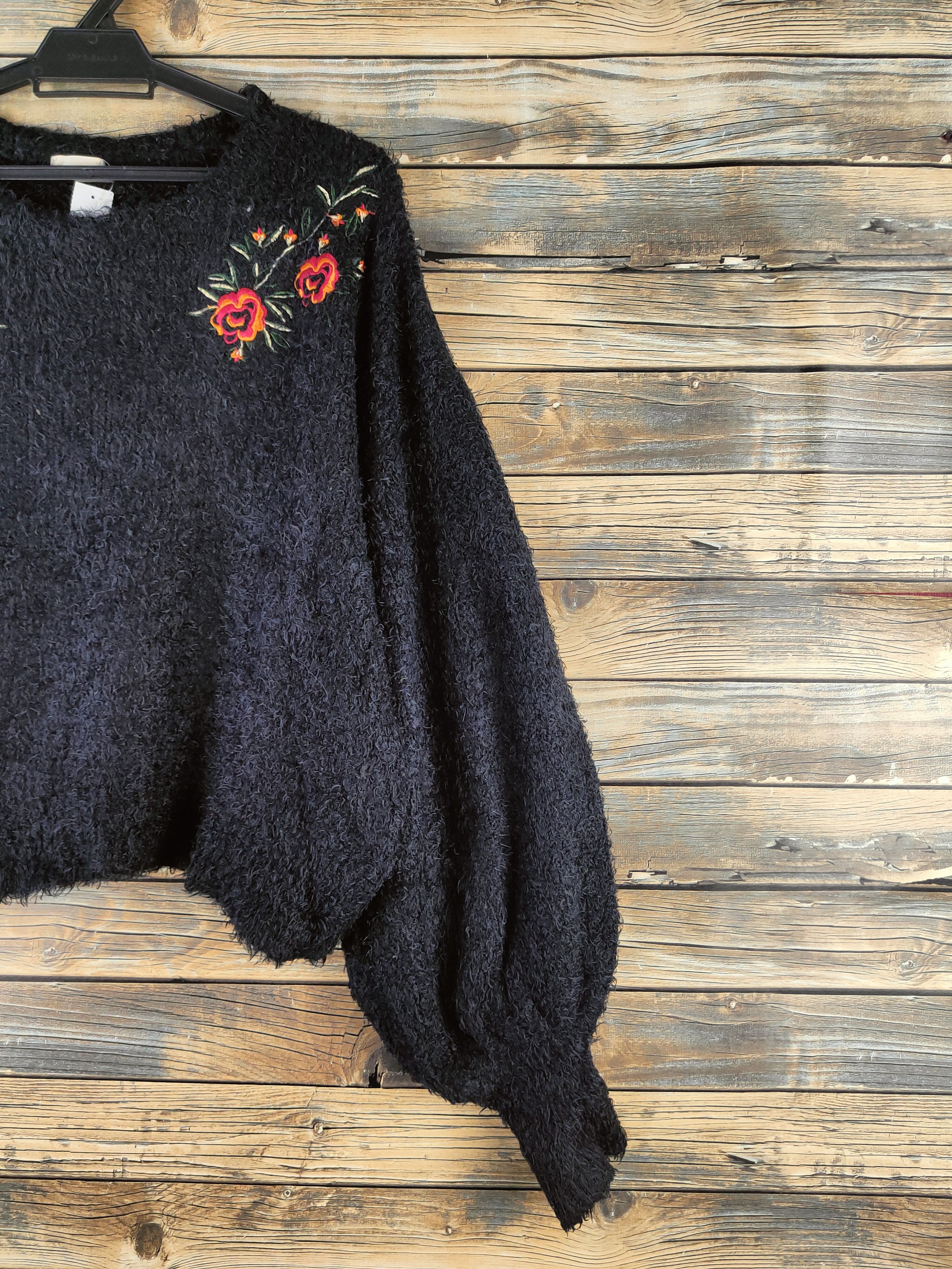 GU DL GU Black Fur Mohair shaggy Knitwear #46-996 Size L / US 10 / IT 46 - 5 Thumbnail