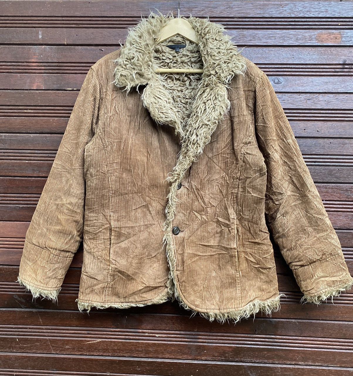 If Six Was Nine Vintage Trixy Corduroy Faux Fur Sherpa Jacket Size US M / EU 48-50 / 2 - 2 Thumbnail