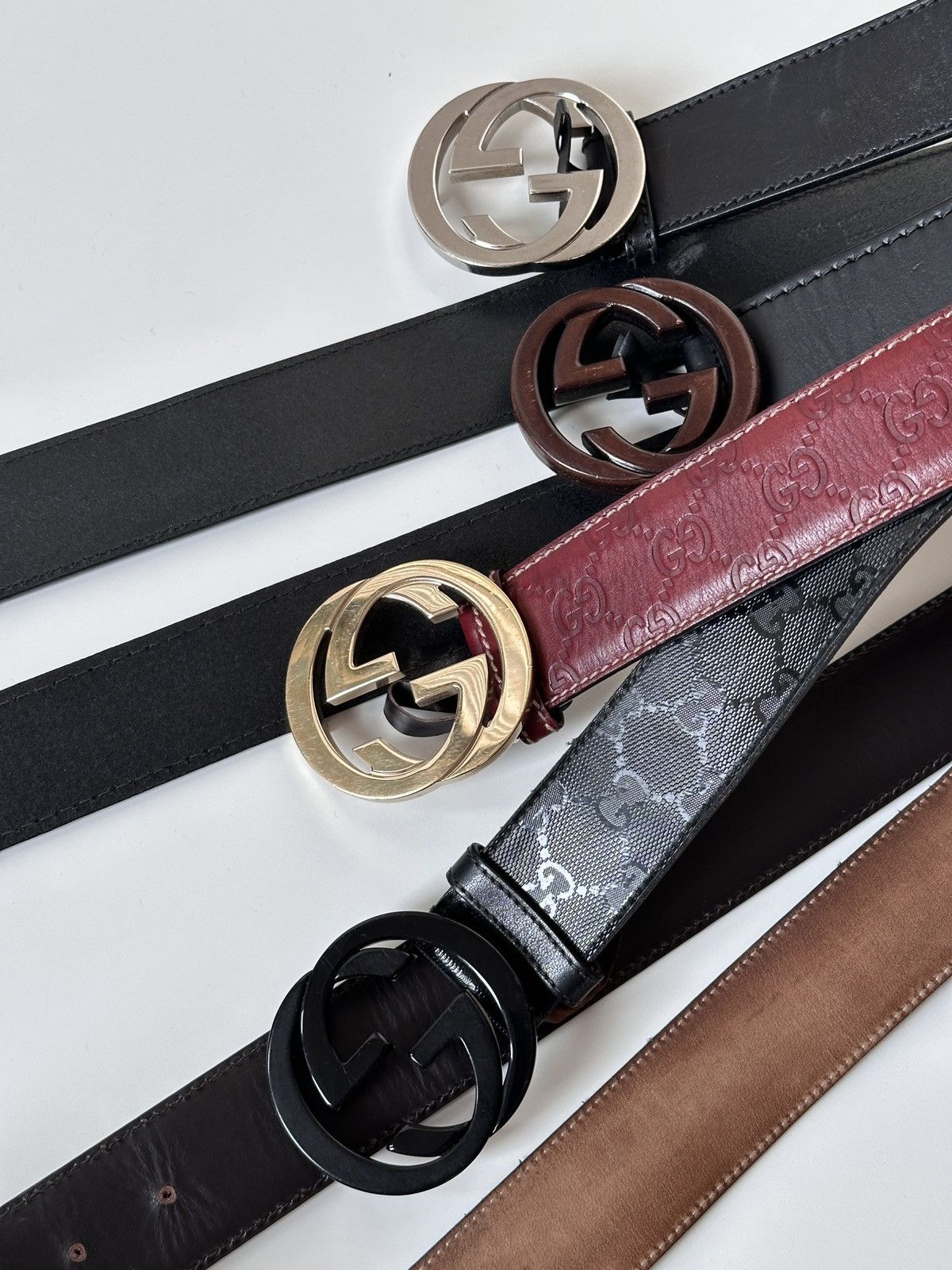 Gucci GUCCI Wooden Brown Buckle Leather Double GG Belt Size: 85/34 Size 30 - 16 Thumbnail