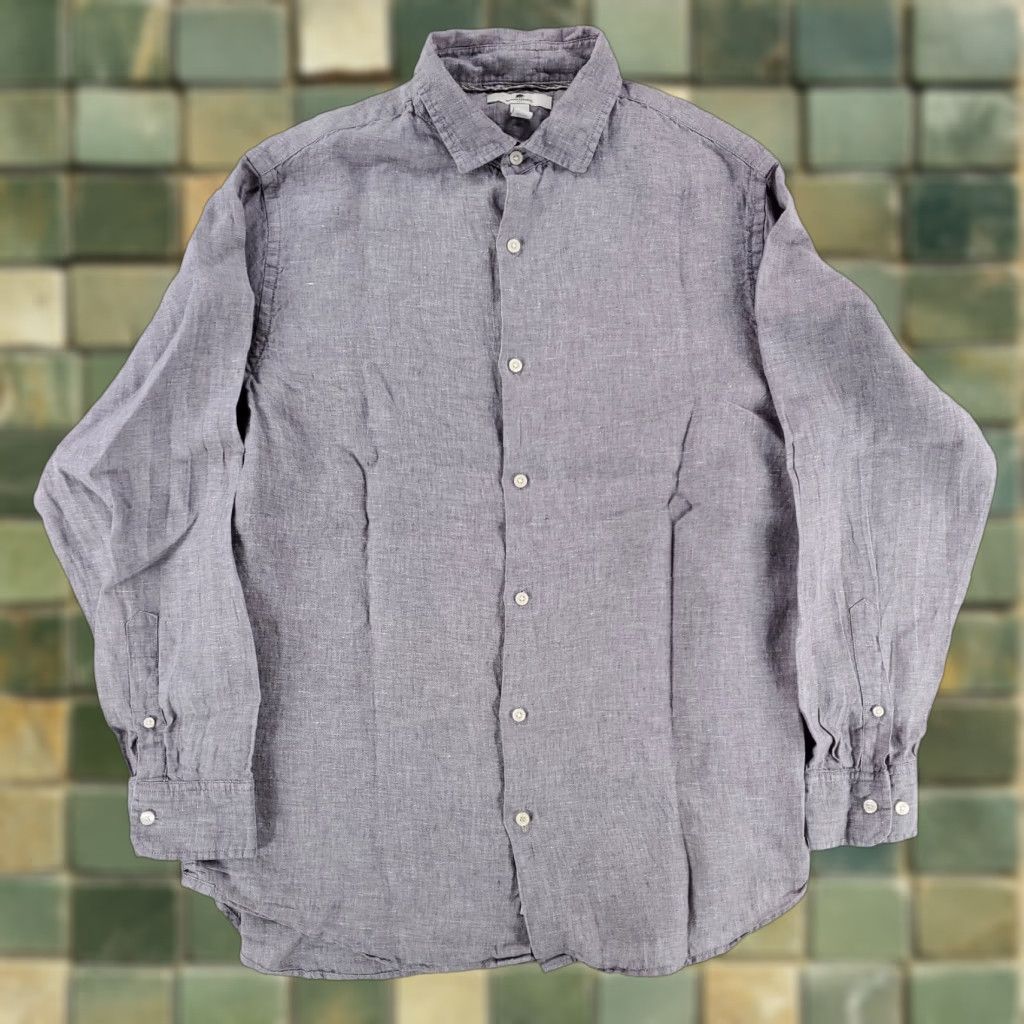 Banana Republic Banana Republic Shirt Gray Linen Long Sleeve Button-Up Mens L Size US L / EU 52-54 / 3 - 1 Thumbnail
