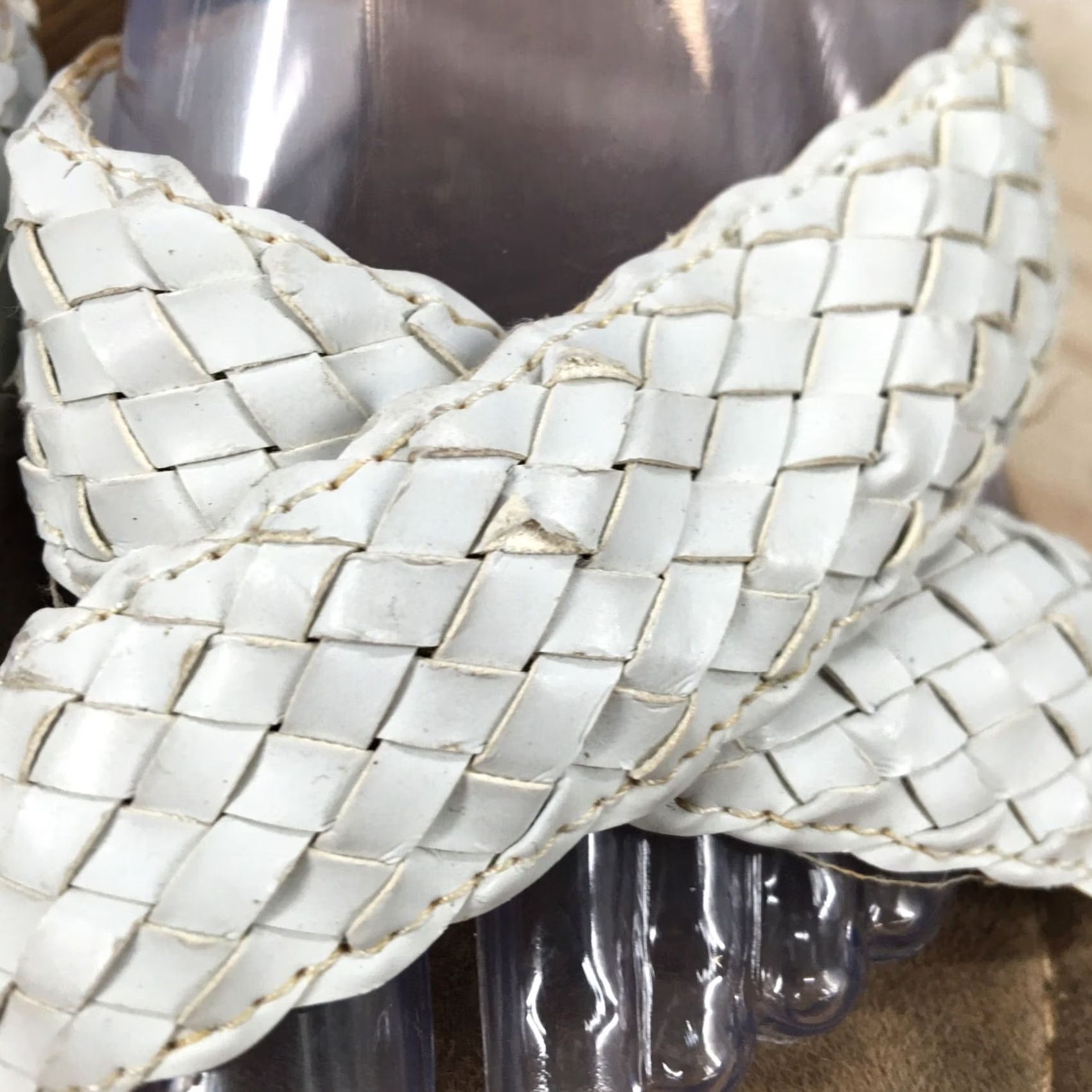 Vintage Lower East Side EAST Sandals Womens 9 Slide White Braided Slip On Casual Wedge Heels Size US 9 / IT 39 - 3 Thumbnail