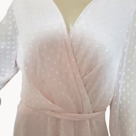 Other Tommy Hilfiger Pink Polka Dot Wrap Midi Dress With Sheer Sle Size XXL / US 16-18 / IT 52-54 - 4 Thumbnail