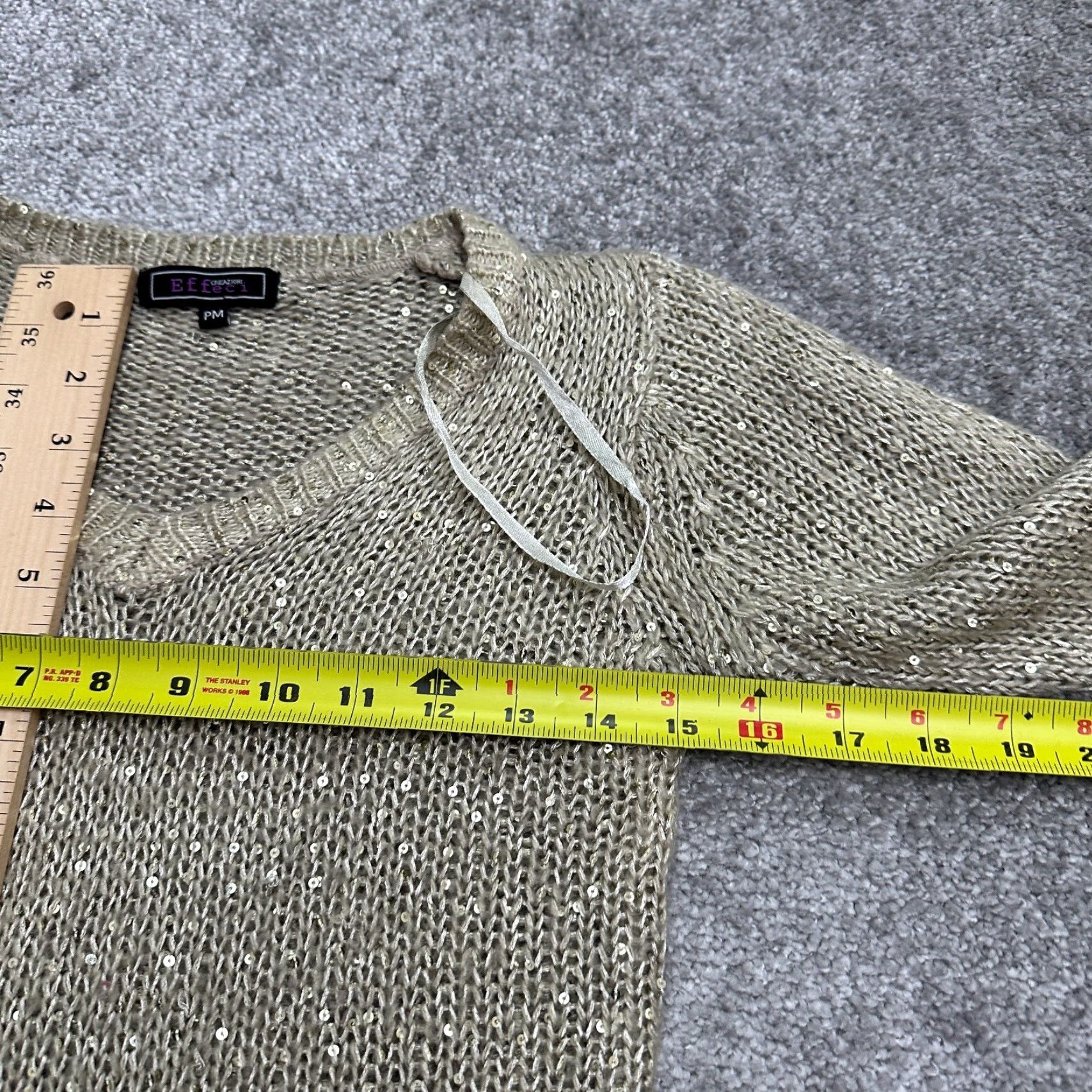 Vintage Creazioni Effect Sweater Womens PM Brown V-Neck Pullover Metallic Sequin Casual Size M / US 6-8 / IT 42-44 - 7 Thumbnail