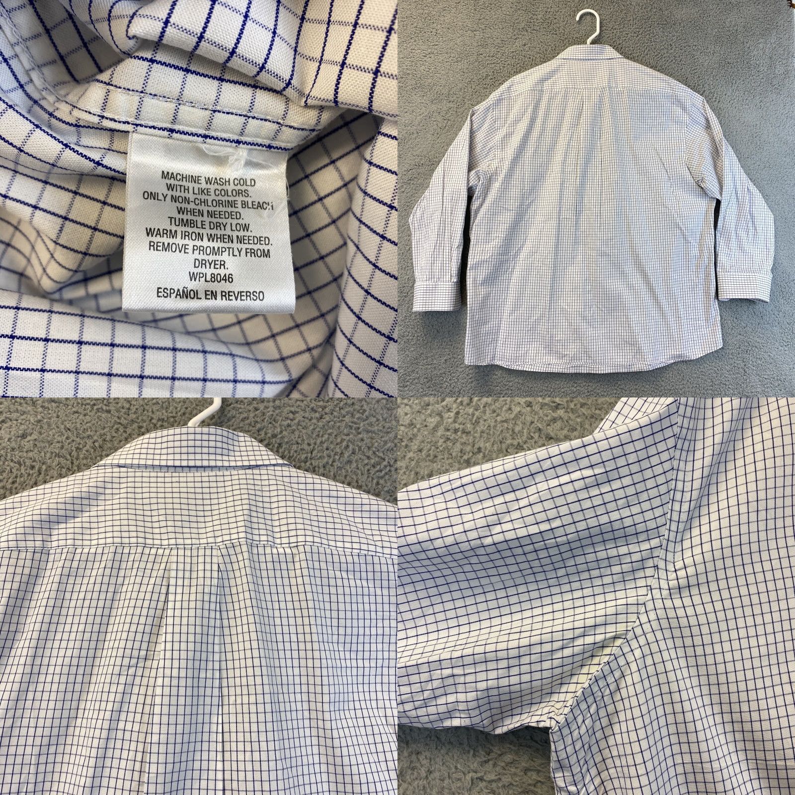 Club Room Club Room Mens Dress Shirt Button-Up White Blue Stripe Cotton 17.5 32/33 Regular Long Sleeve Multicolor Pattern Striped 72-24 Size 46R - 8 Thumbnail