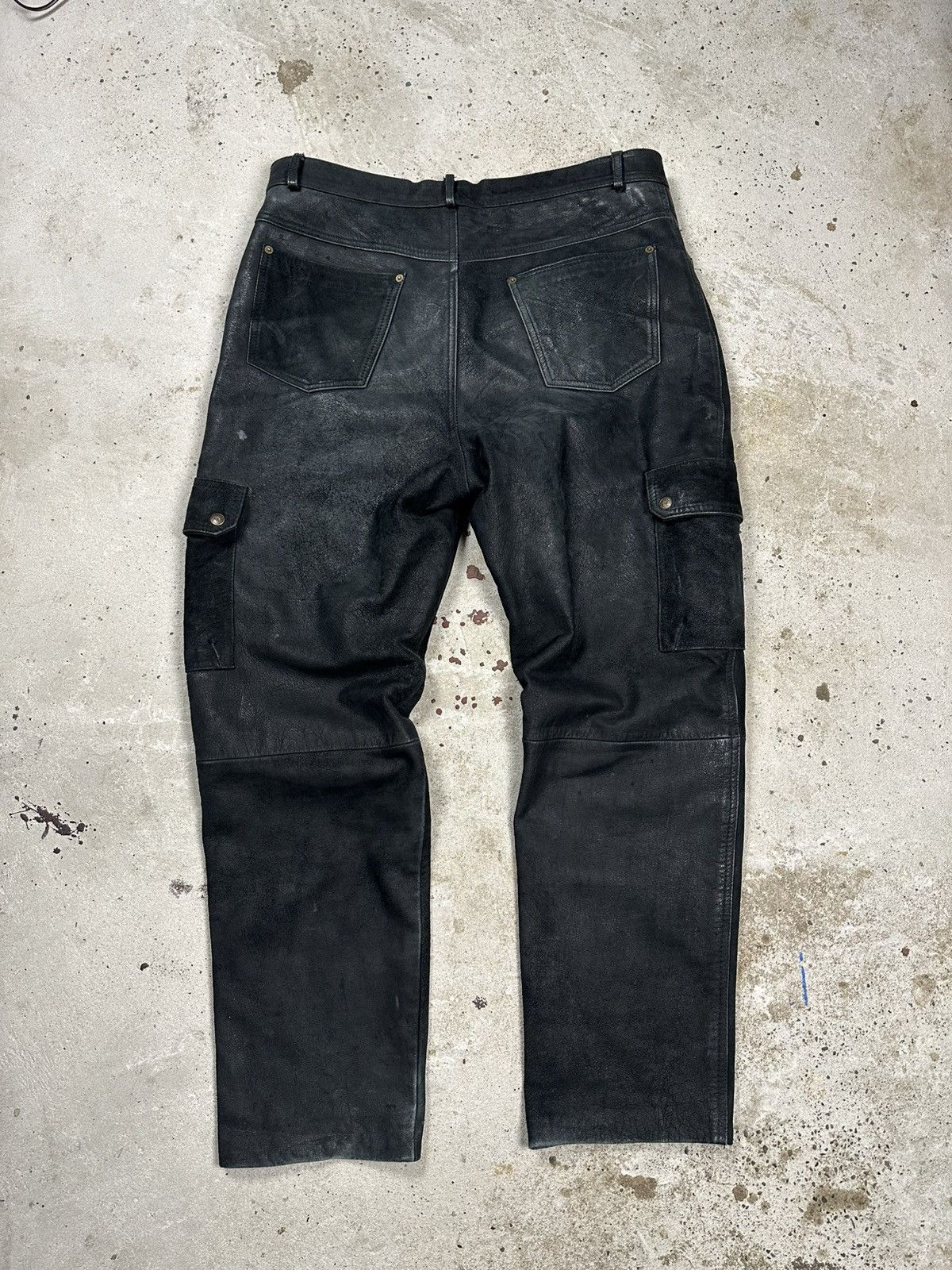 Other Vintage 90s Black Genuine Leather Cargo Baggy Pants Size US 38 / EU 54 - 2 Thumbnail