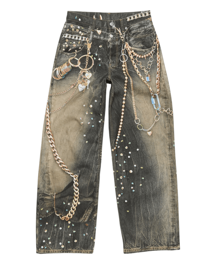 Acne Studios Tromp L'oeil Key Chain Printed Jeans Indigo Multi Size US 40 / EU 56 - 1 Thumbnail