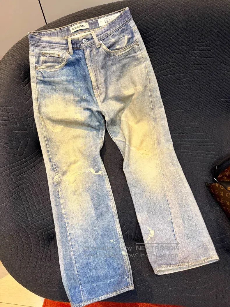 Our Legacy Our Legacy Washed Color-Blocked Loose Straight Denim Pants Size US 29 - 1 Thumbnail