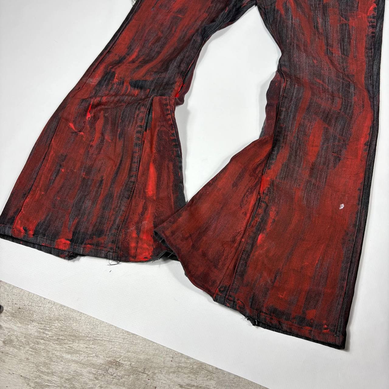 Japanese Brand Custom Black Baggy Distressed Jeans Painted Wide Leg Size US 31 - 7 Thumbnail
