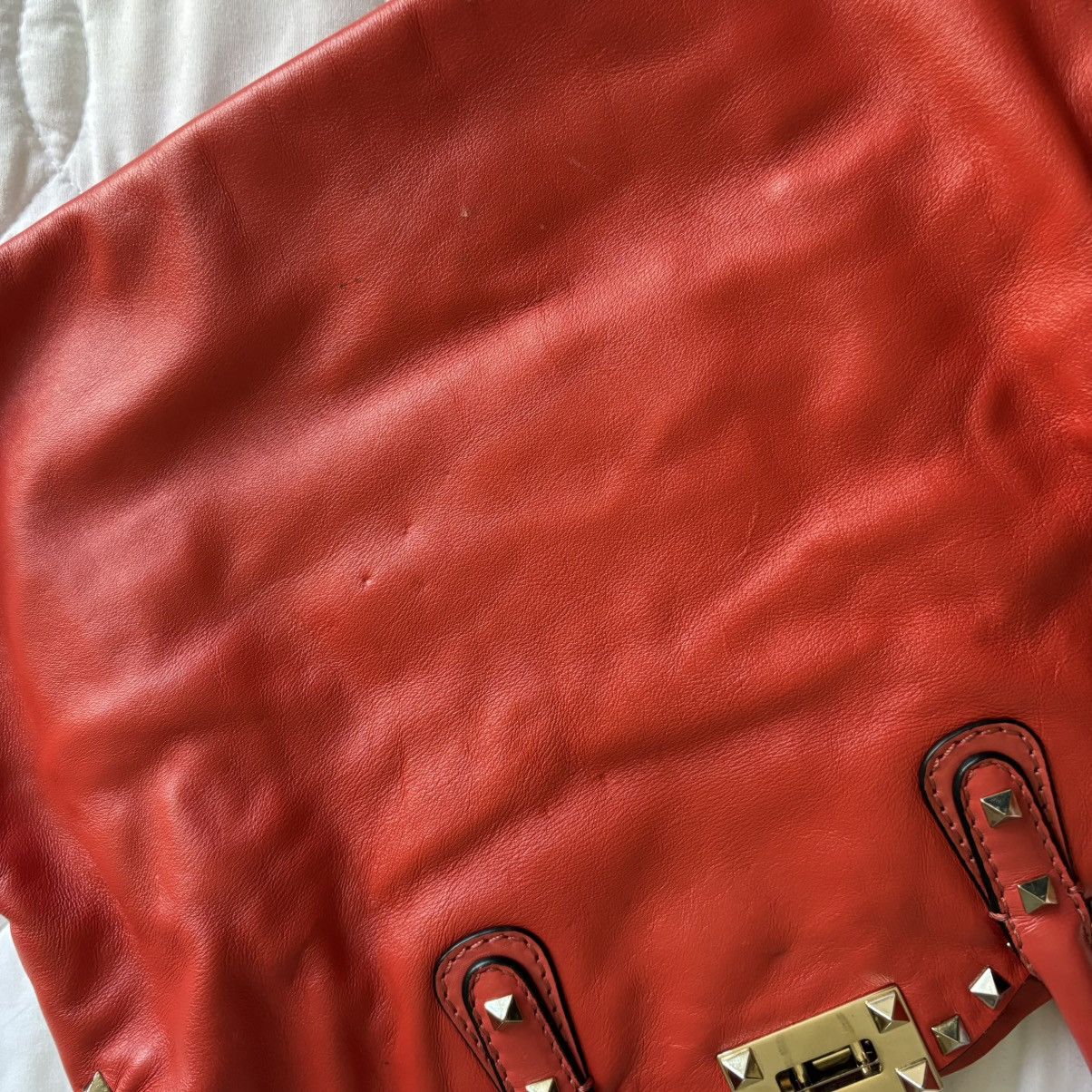 Valentino Valentino Rockstud Coral Red Top Handle and Crossbody Bag Size ONE SIZE - 11 Thumbnail