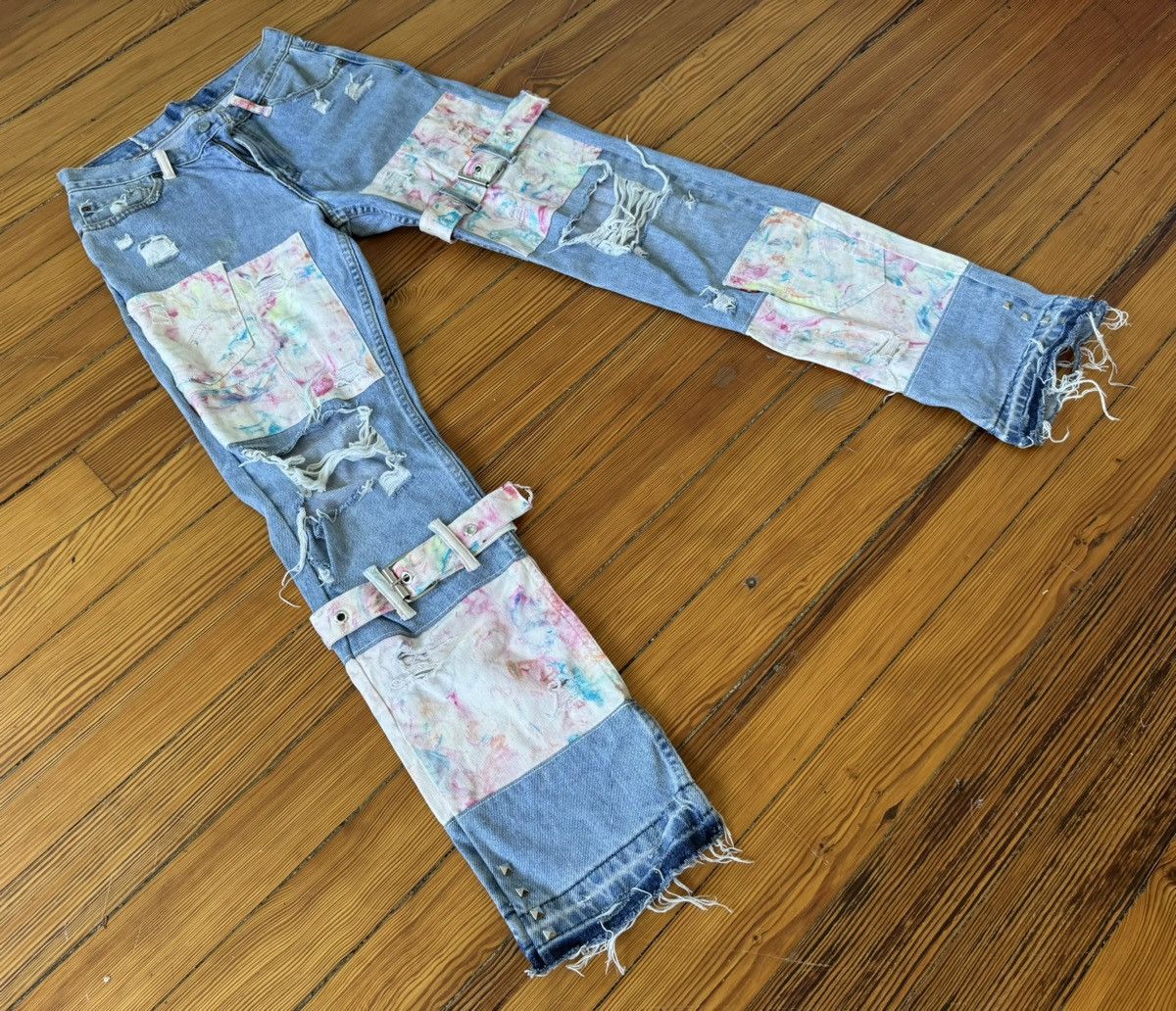Other OG Dasyori Yori Jeans Marble Dye Denim Butterrails 5 Stripe Size US 30 / EU 46 - 5 Thumbnail