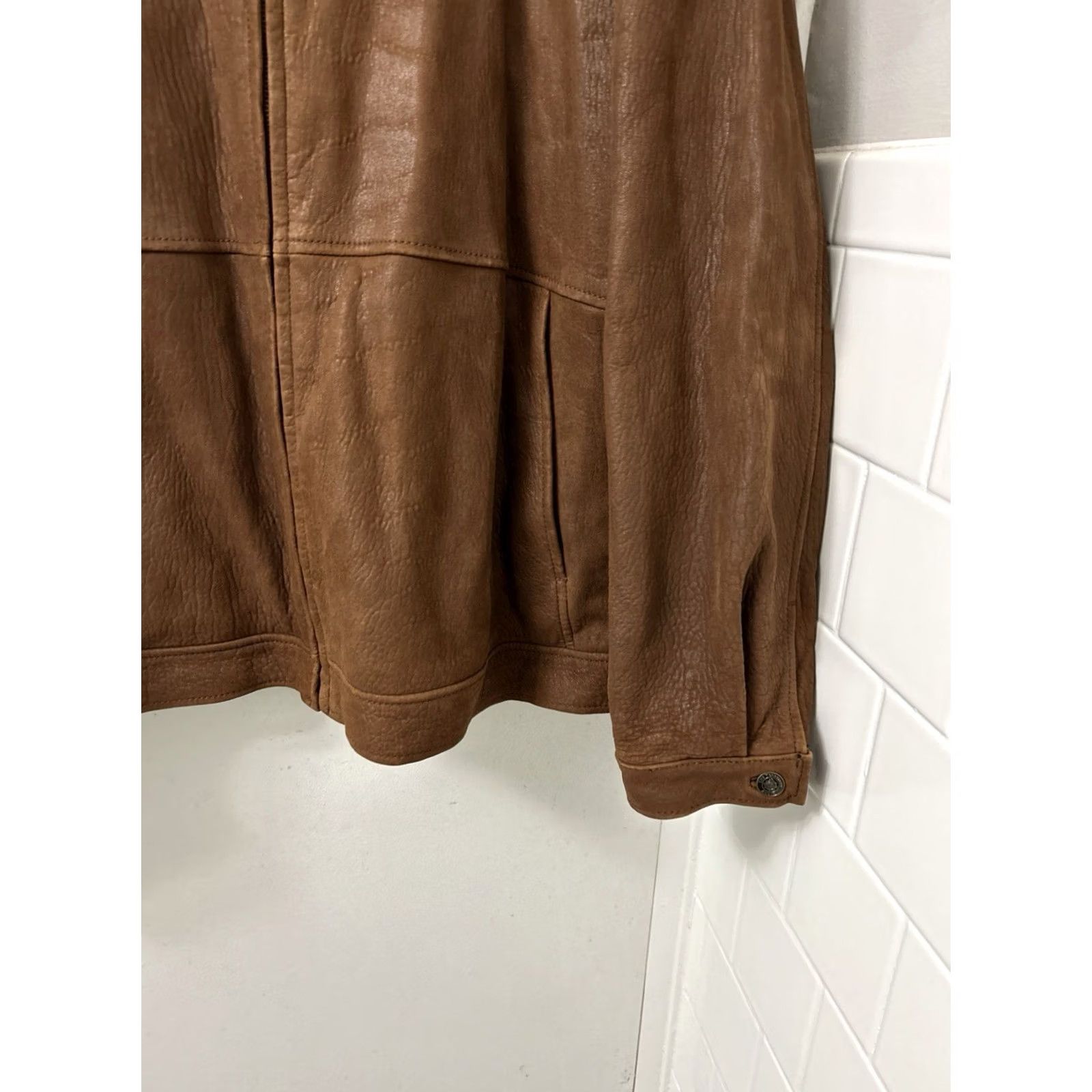The Territory Ahead The Territory Ahead Leather Jacket Mens Large Brown Wool Lined Full Zip Bomber Size US L / EU 52-54 / 3 - 4 Thumbnail